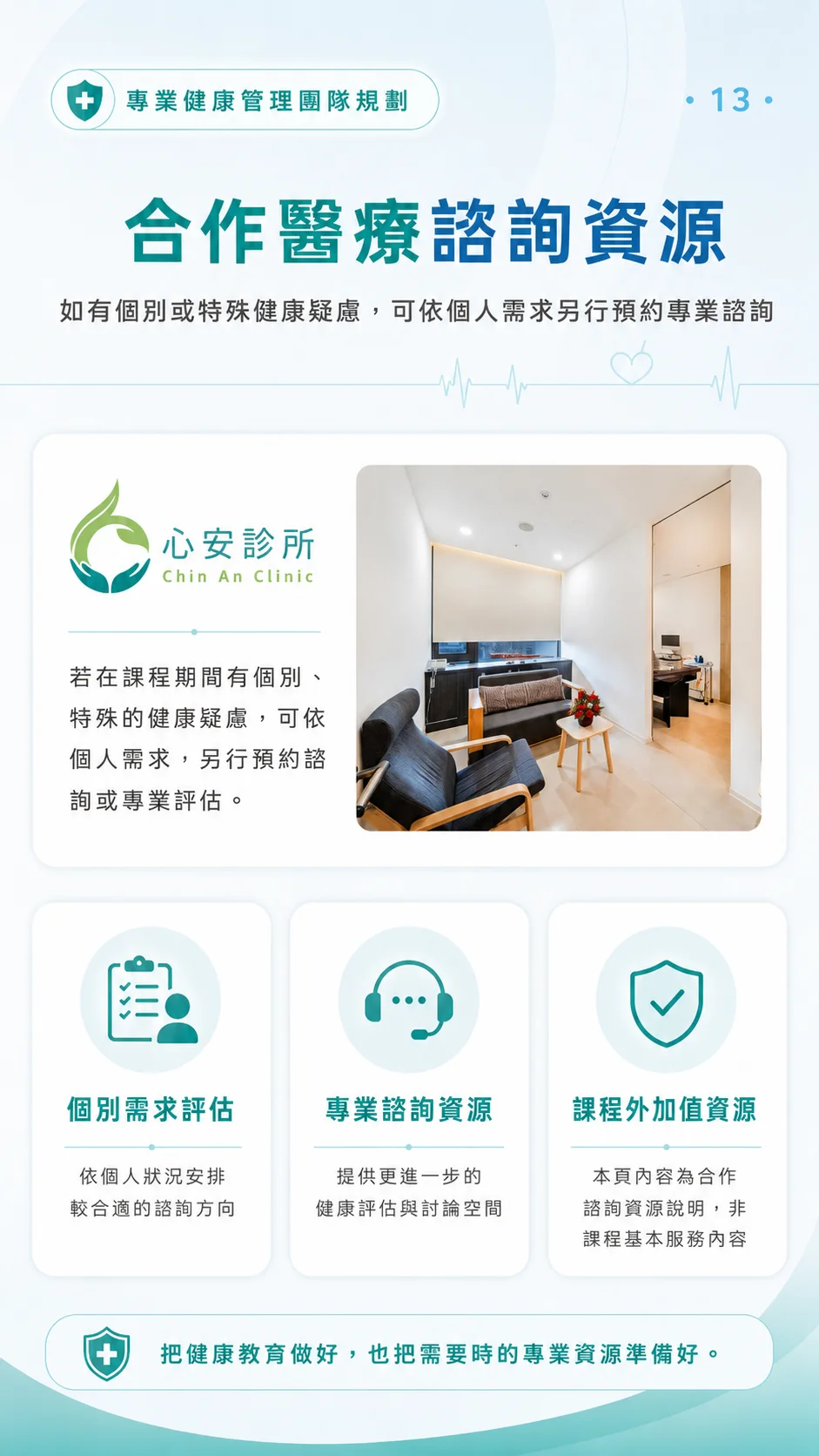 合作醫療諮詢資源 — 心安診所 Chin An Clinic